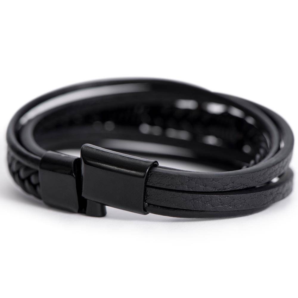 Proverbs 20:7 - Leather Cross Bracelet