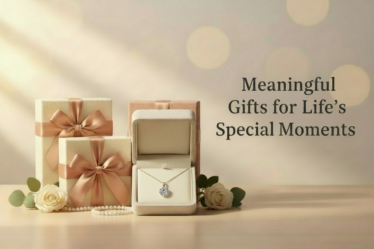Gift-store banner with smaller round diamond pendant